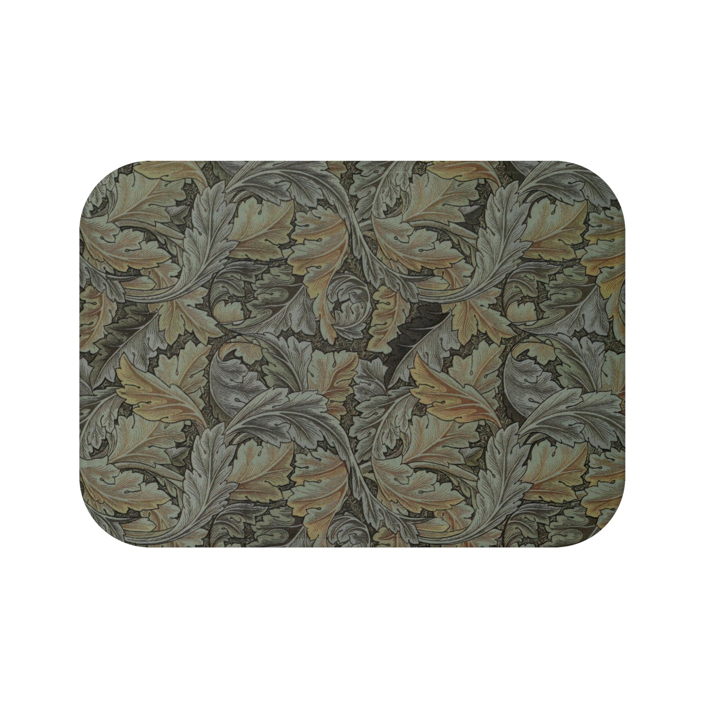 Microfibre bath mat with a gray Acanthus pattern inspired by William Morris.