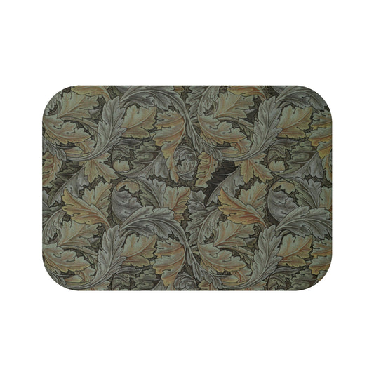 Microfibre bath mat with a gray Acanthus pattern inspired by William Morris.