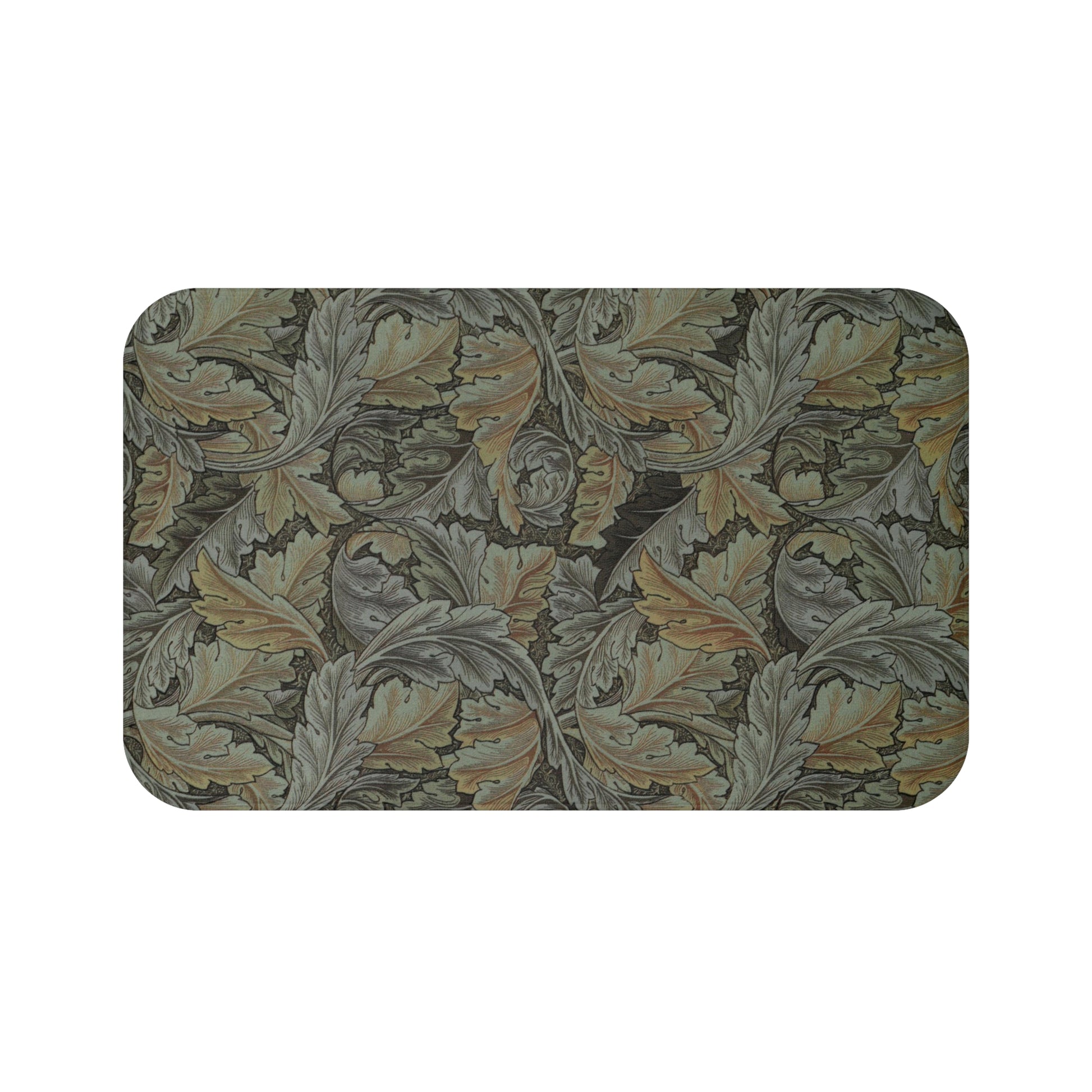 Microfibre bath mat with a gray Acanthus pattern inspired by William Morris.