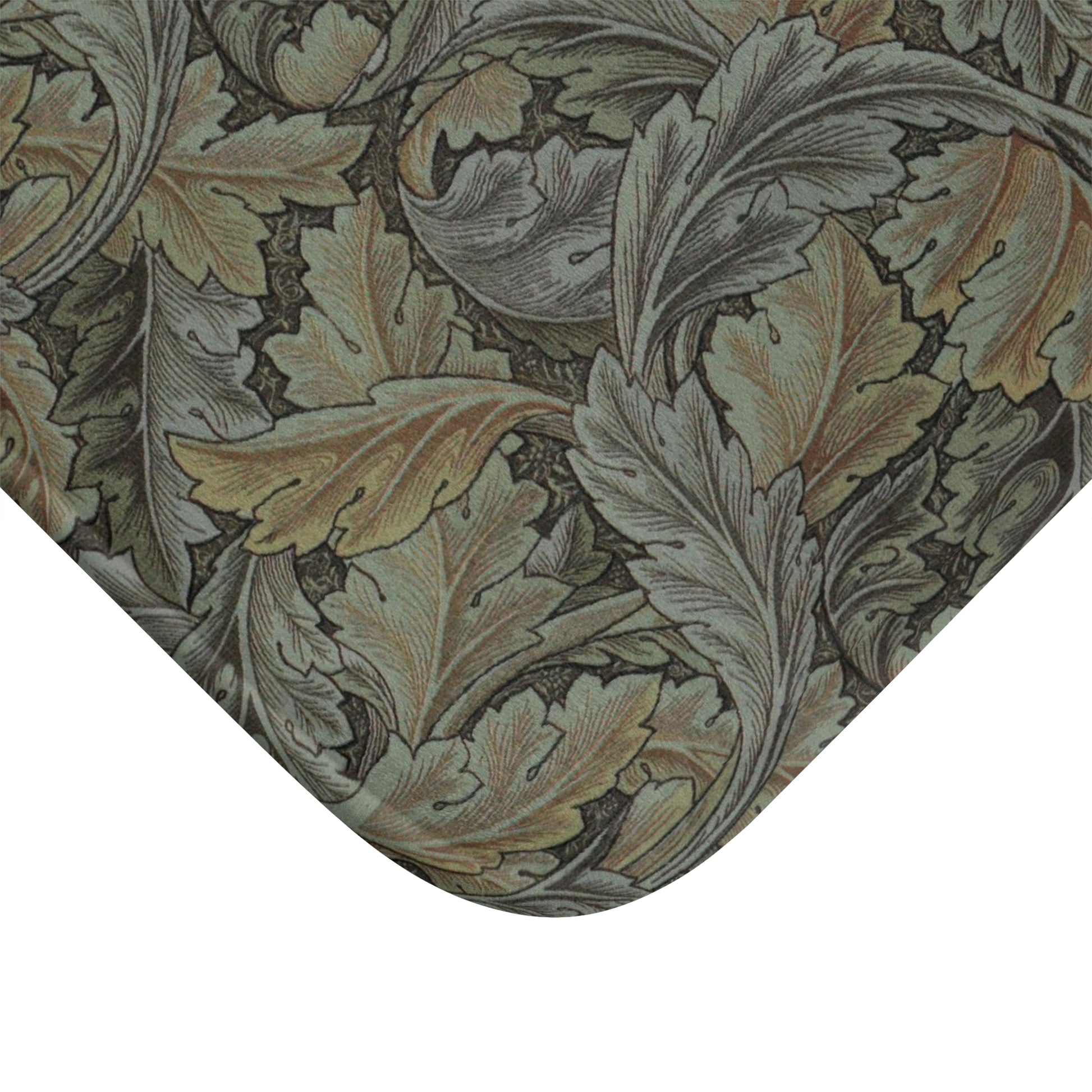 Microfibre bath mat with a gray Acanthus pattern inspired by William Morris.