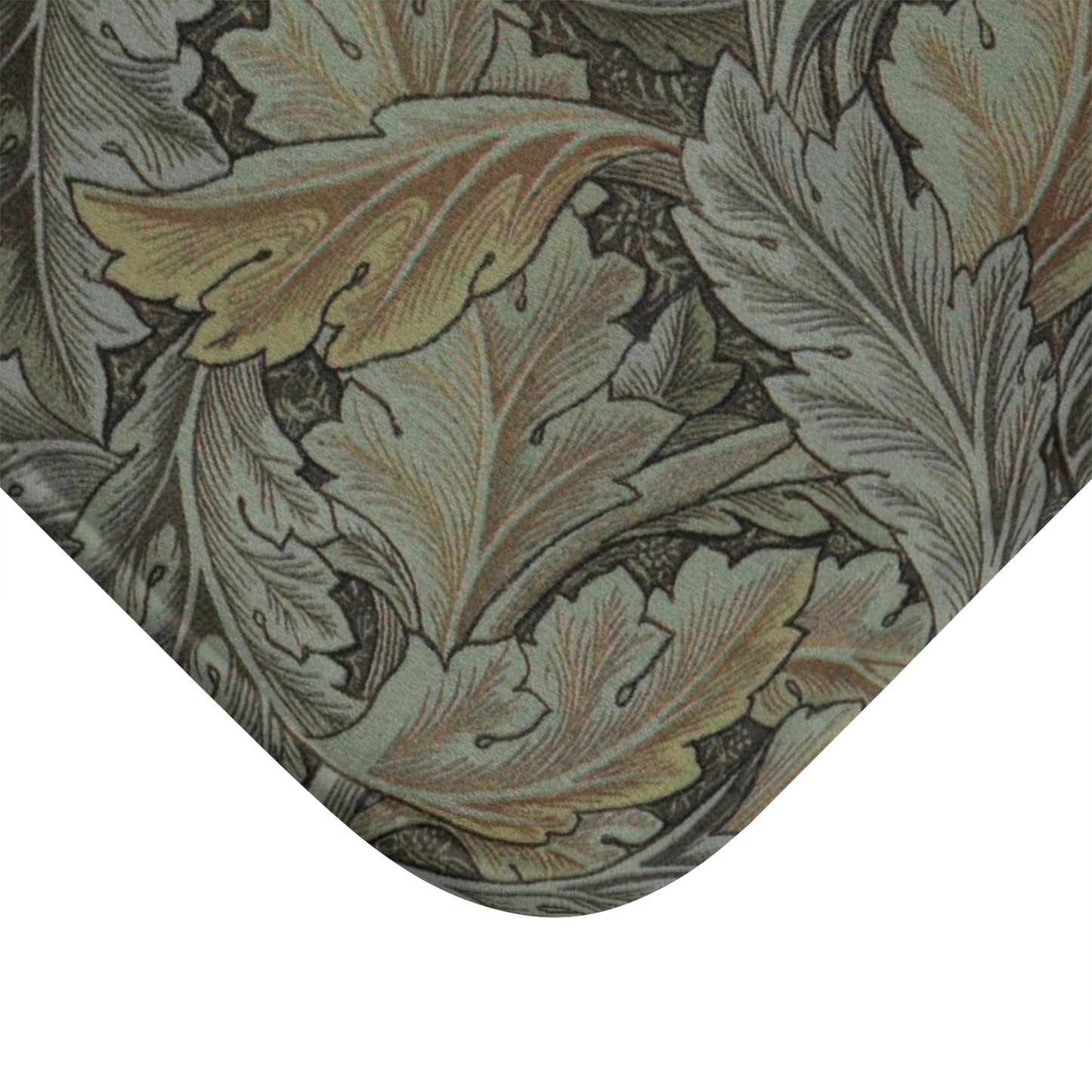 Microfibre bath mat with a gray Acanthus pattern inspired by William Morris.
