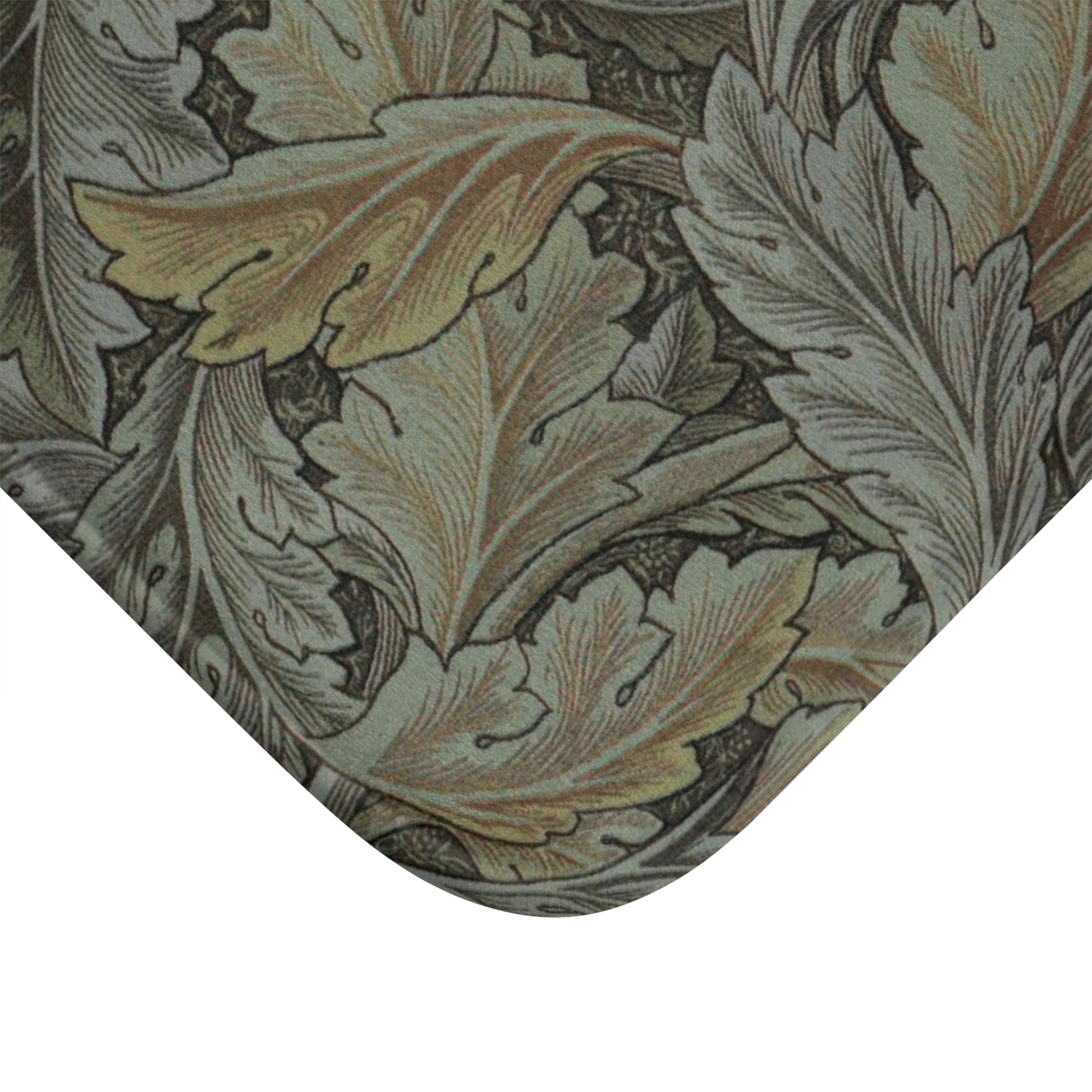 Microfibre bath mat with a gray Acanthus pattern inspired by William Morris.
