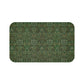 Rectangular microfibre bath mat with an intricate floral pattern in green shades, inspired by William Morris.