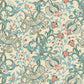 Rectangular microfibre bath mat with a floral pattern inspired by William Morris, in colours green, beige, and pink.