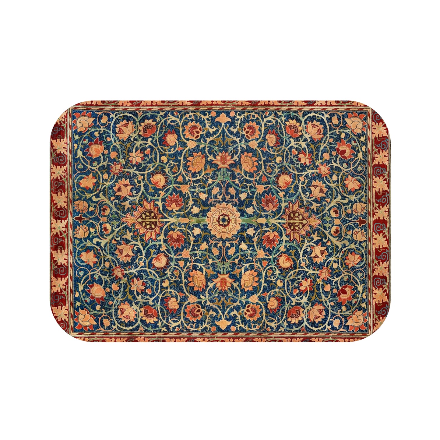 Decorative rectangular mat with floral pattern on a white background