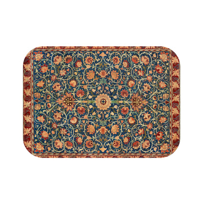 Decorative rectangular mat with floral pattern on a white background