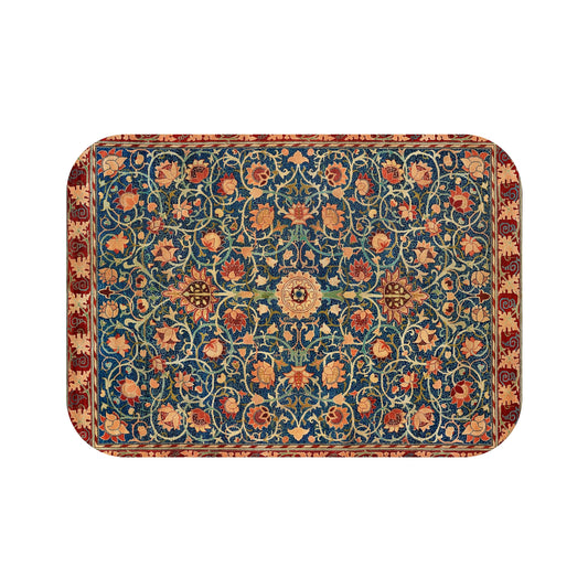 Decorative rectangular mat with floral pattern on a white background