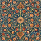 Decorative pattern with floral and vine designs on a blue background