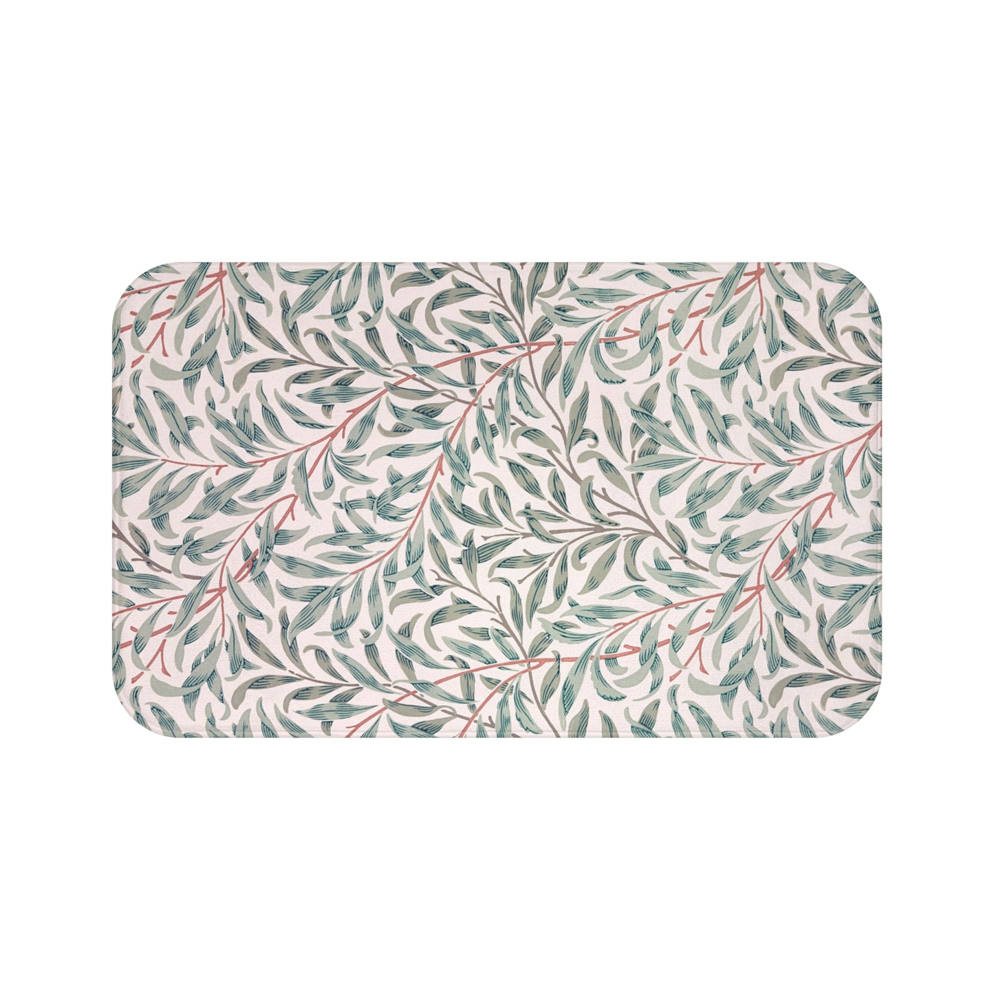 Rectangular mat with leaf pattern on a white background