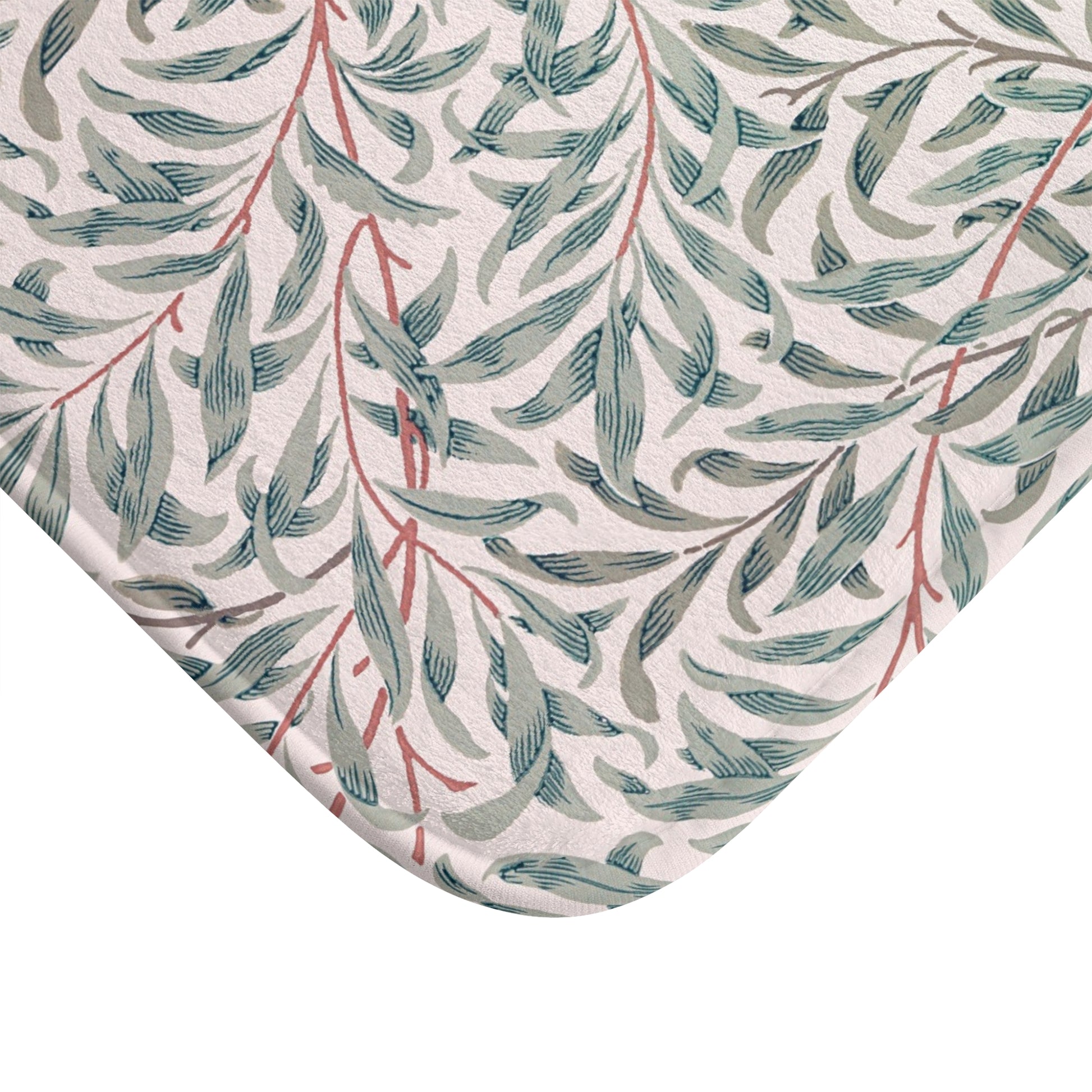 Fabric with leaf pattern on a white background