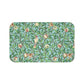 A rectangular microfibre bath mat with a Tiffany Blue background featuring an elegant William Morris bird and pomegranate pattern.