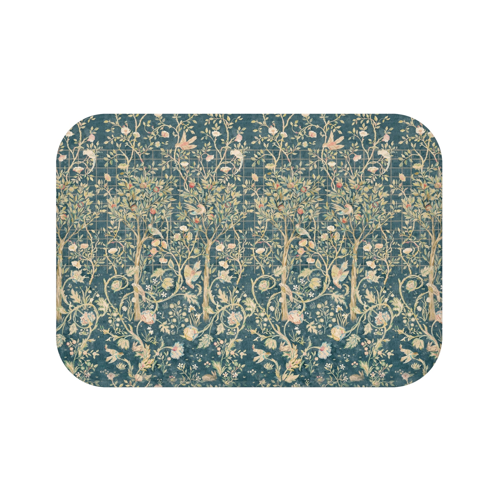 Decorative mat with nature-themed design on a white background
