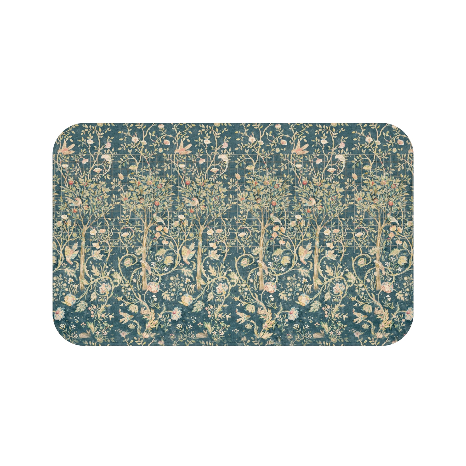 Decorative mat with nature-themed design on a white background