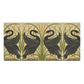A rectangular textile or wallpaper panel featuring a repeating Art Nouveau-style pattern of four black swans with gold linework, green reeds, and tan cattails on a warm beige background.