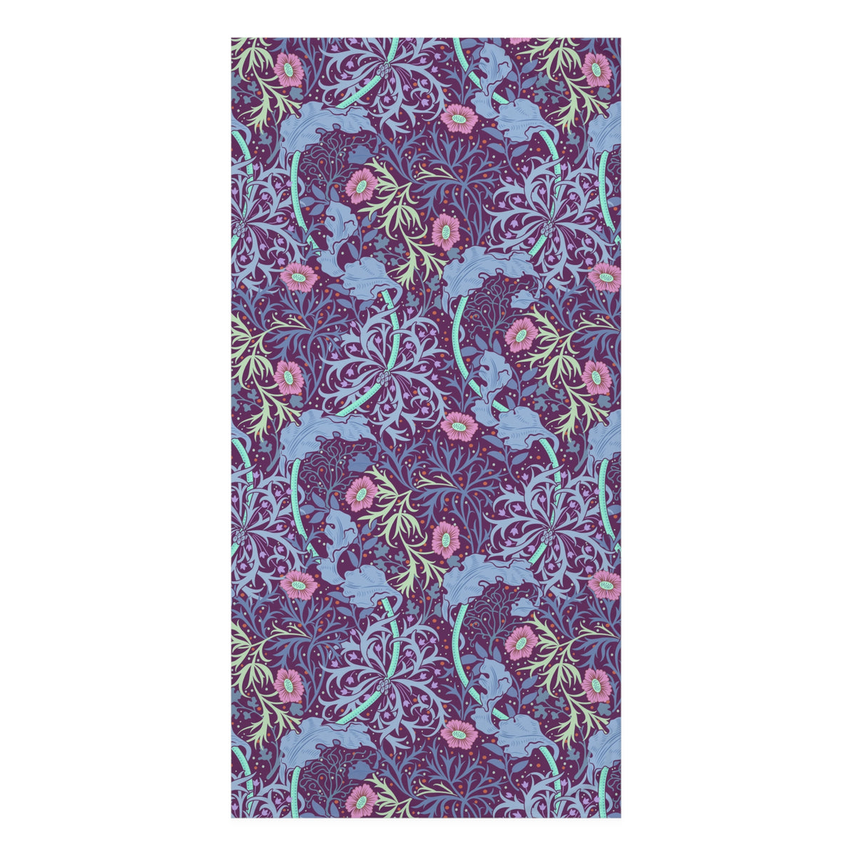 Bath Towel inspired by William Morris - Seaweed Collection (Pink Flower)