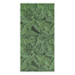 A rectangular fabric or wallpaper sample featuring a dense, symmetrical green botanical pattern of overlapping leaves and acanthus-like foliage on a white background.