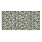 A rectangular fabric or wallpaper sample featuring a dense botanical pattern with white flowers and green leaves on a dark gray background, shown flat against a white backdrop.