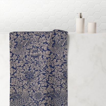 Bath Towel inspired by William Morris - Bird and Anemone Collection