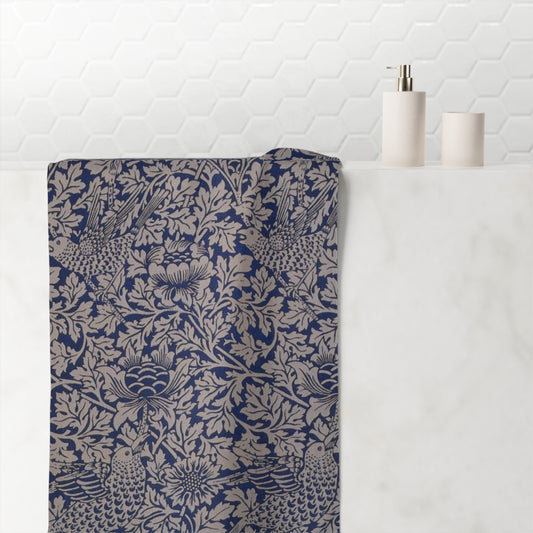 Bath Towel inspired by William Morris - Bird and Anemone Collection