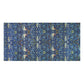 A rectangular bath towel featuring a dense, symmetrical botanical and bird pattern in shades of blue, teal, beige, and brown, presented flat against a solid white background.