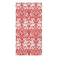 A rectangular bath mat featuring a classic red and white damask pattern, shown flat against a solid white background.