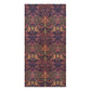A rectangular area rug featuring a dense, symmetrical botanical and bird pattern in dark navy, coral pink, olive green, and mustard yellow, shown flat against a plain white background.