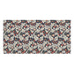 A rectangular bath towel featuring a classic William Morris-style floral and scroll pattern in navy blue, cream, muted red, and olive green, shown against a plain white background.