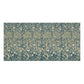 A rectangular textile or wallpaper sample featuring a dense botanical and bird pattern in muted teal, beige, and soft blue tones, shown against a plain white background.