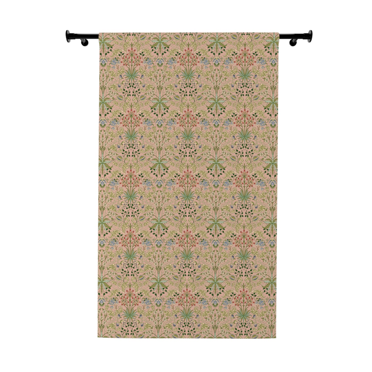 Decorative curtain with floral pattern on a beige background