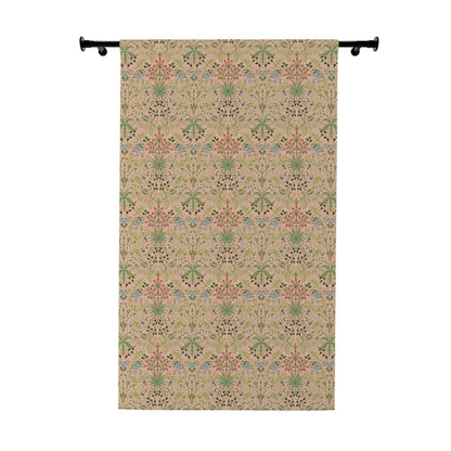 Decorative curtain with floral pattern on a beige background