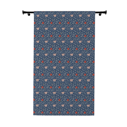 Floral patterned curtain on a white background