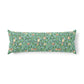Decorative pillow with floral and bird pattern on a white background