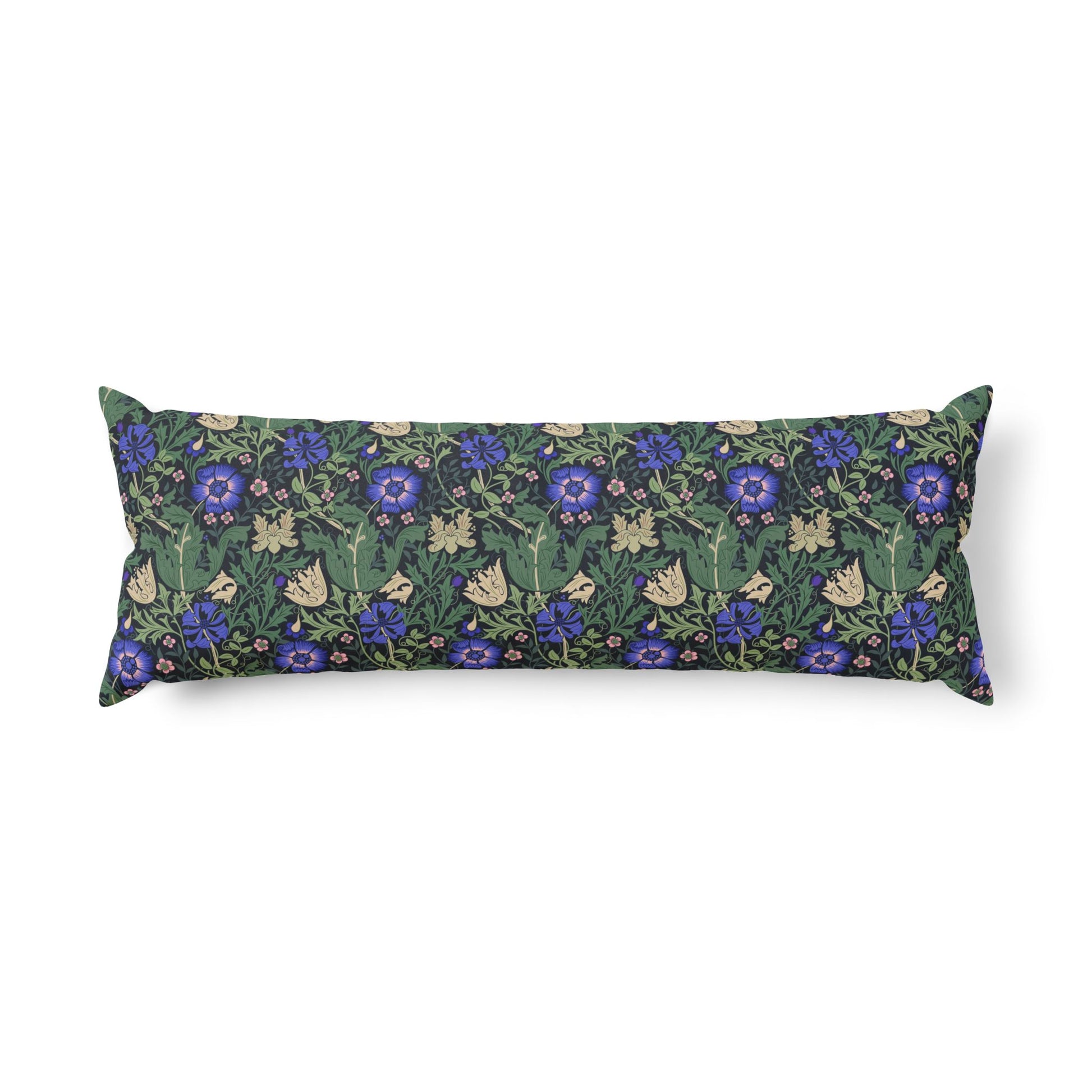 Body Pillow inspired by William Morris & Co in a blue and green floral pattern called Compton Collection (Bluebell Cottage)