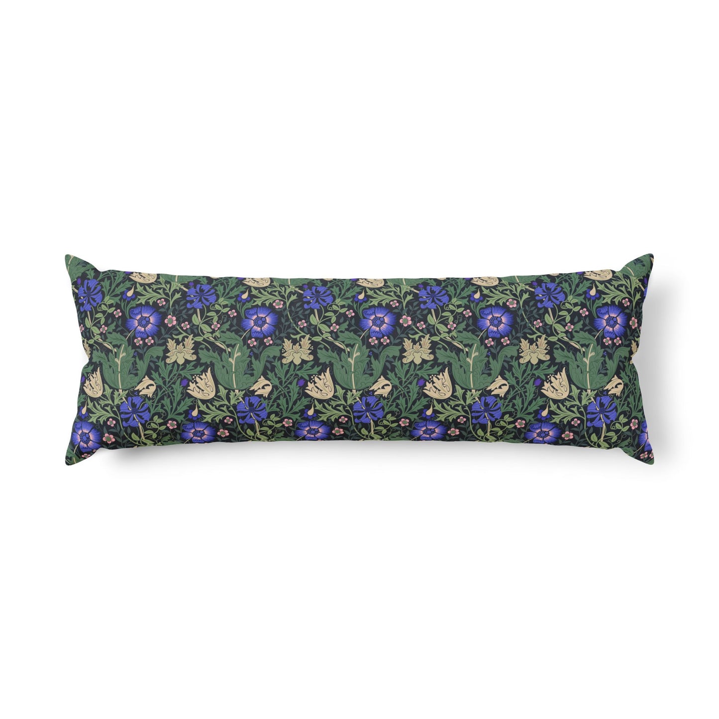 Body Pillow inspired by William Morris & Co in a blue and green floral pattern called Compton Collection (Bluebell Cottage)