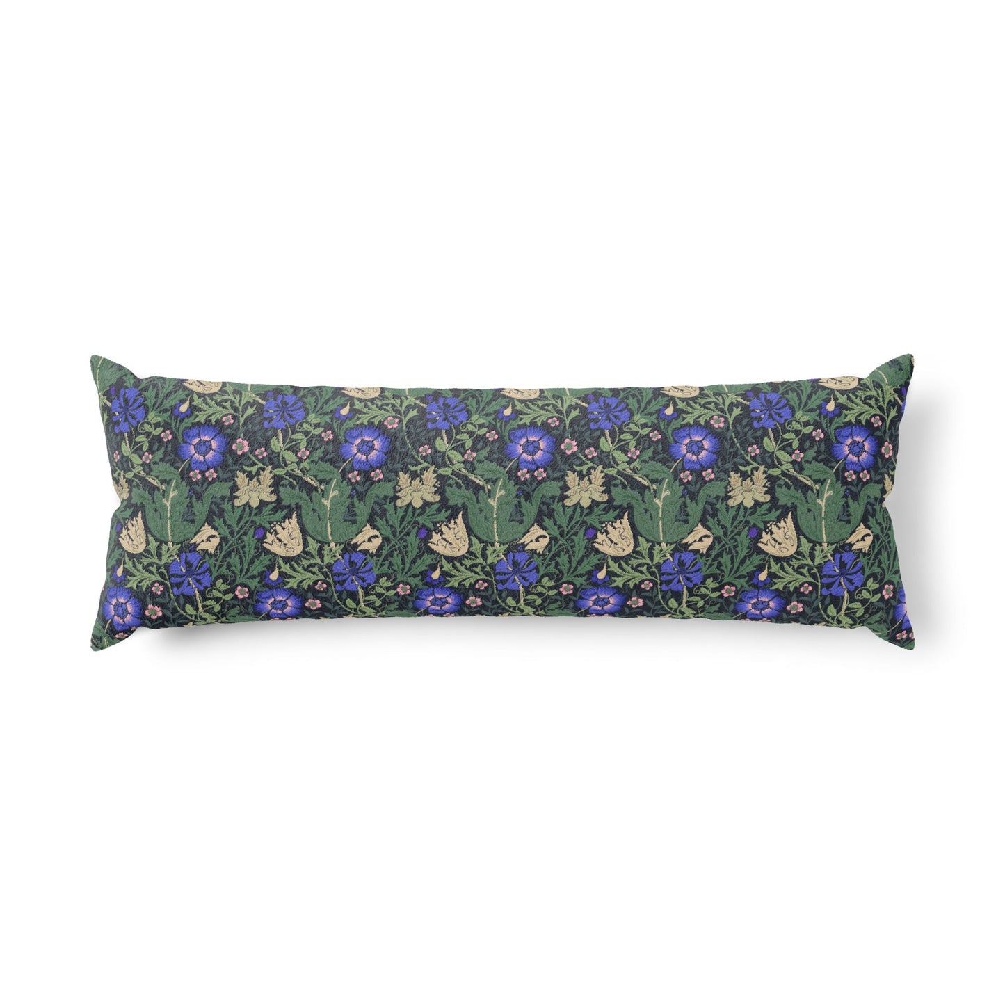 Body Pillow inspired by William Morris & Co in a blue and green floral pattern called Compton Collection (Bluebell Cottage)
