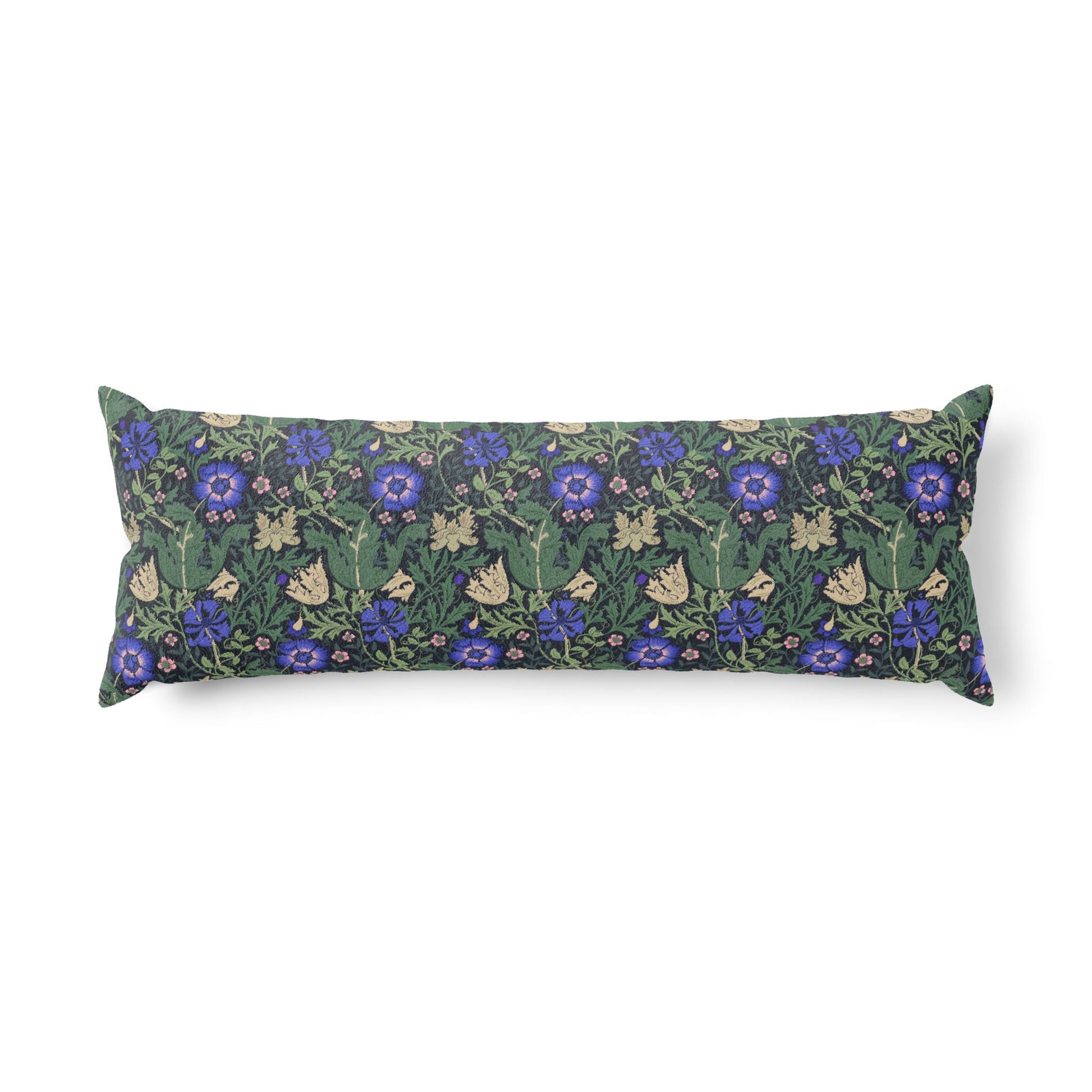 Body Pillow inspired by William Morris & Co in a blue and green floral pattern called Compton Collection (Bluebell Cottage)