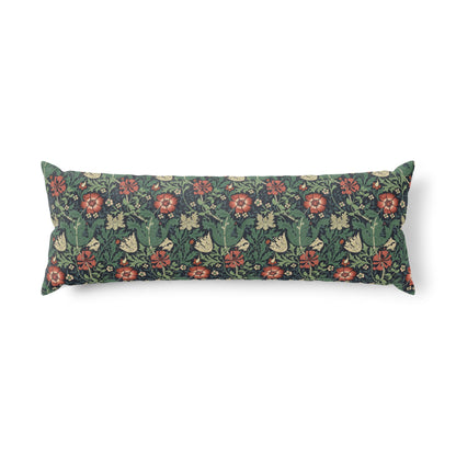 Body Pillow inspired by William Morris & Co in a red, blue, beige and green floral pattern called Compton Collection (Hill Cottage)