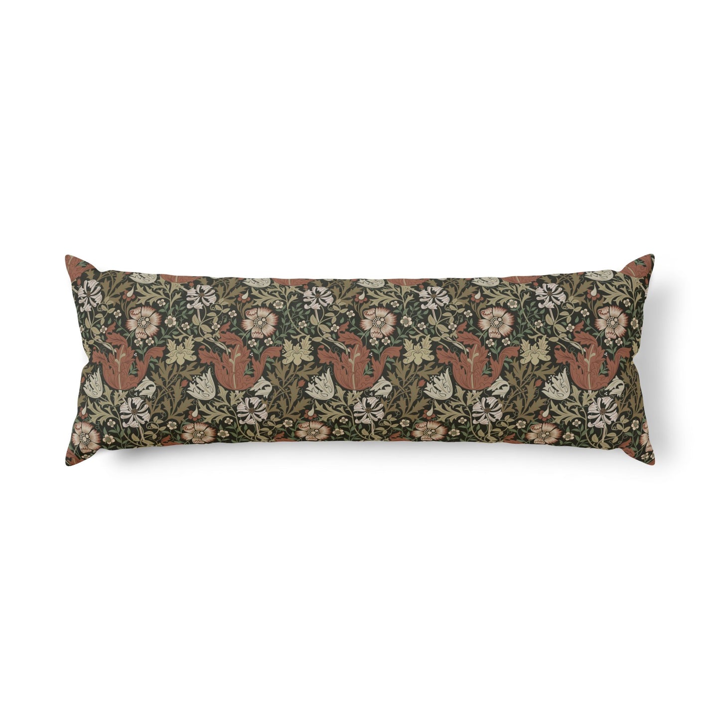Body Pillow inspired by William Morris & Co in a brown floral pattern called Compton Collection (Moor Cottage)