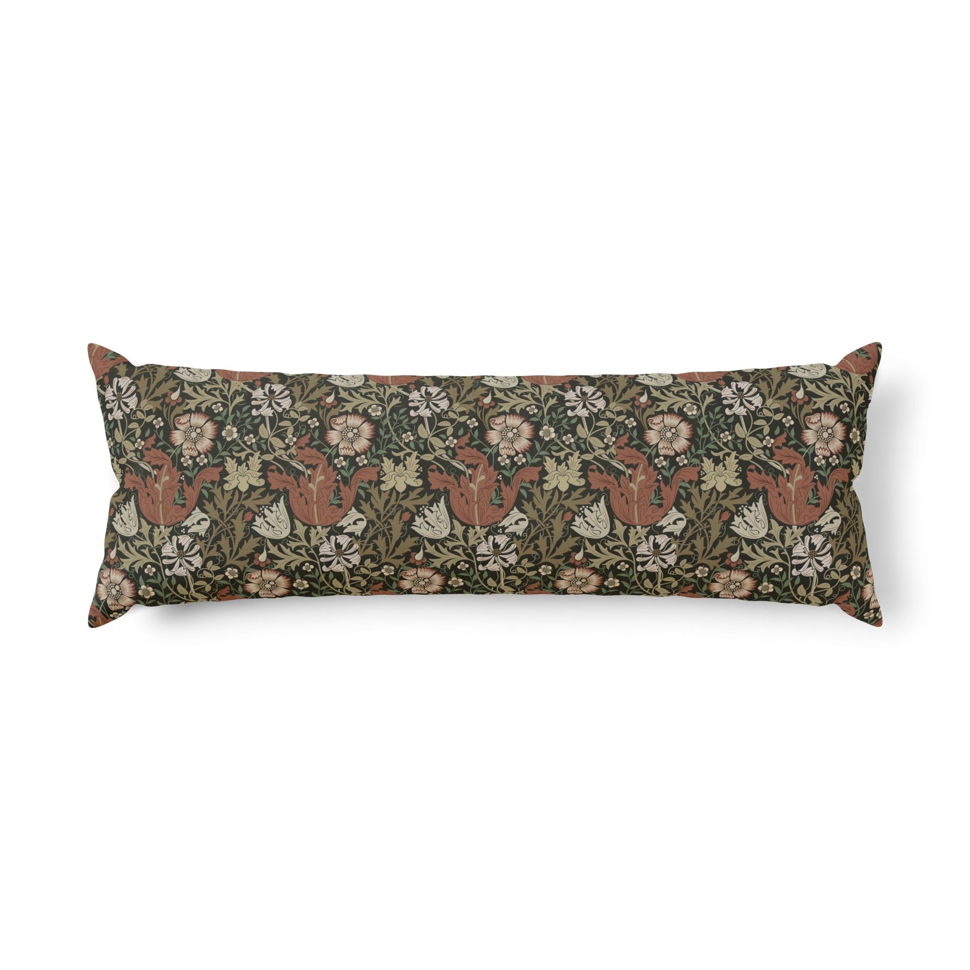 Body Pillow inspired by William Morris & Co in a brown floral pattern called Compton Collection (Moor Cottage)