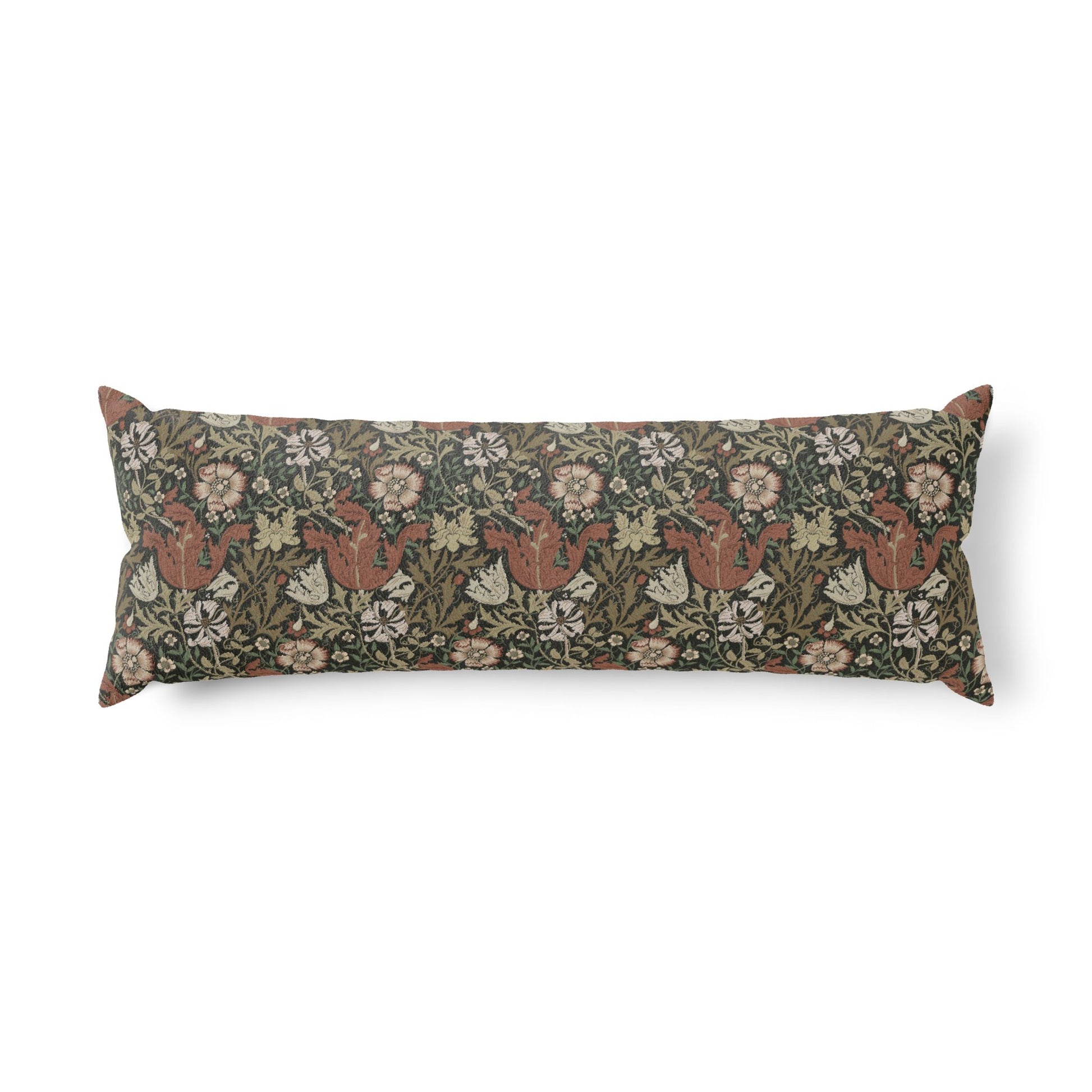 Body Pillow inspired by William Morris & Co in a brown floral pattern called Compton Collection (Moor Cottage)