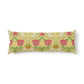A long rectangular lumbar pillow featuring a vintage floral pattern with pink poppies, green leaves, and yellow accents on a cream background, shown against a plain white studio backdrop.