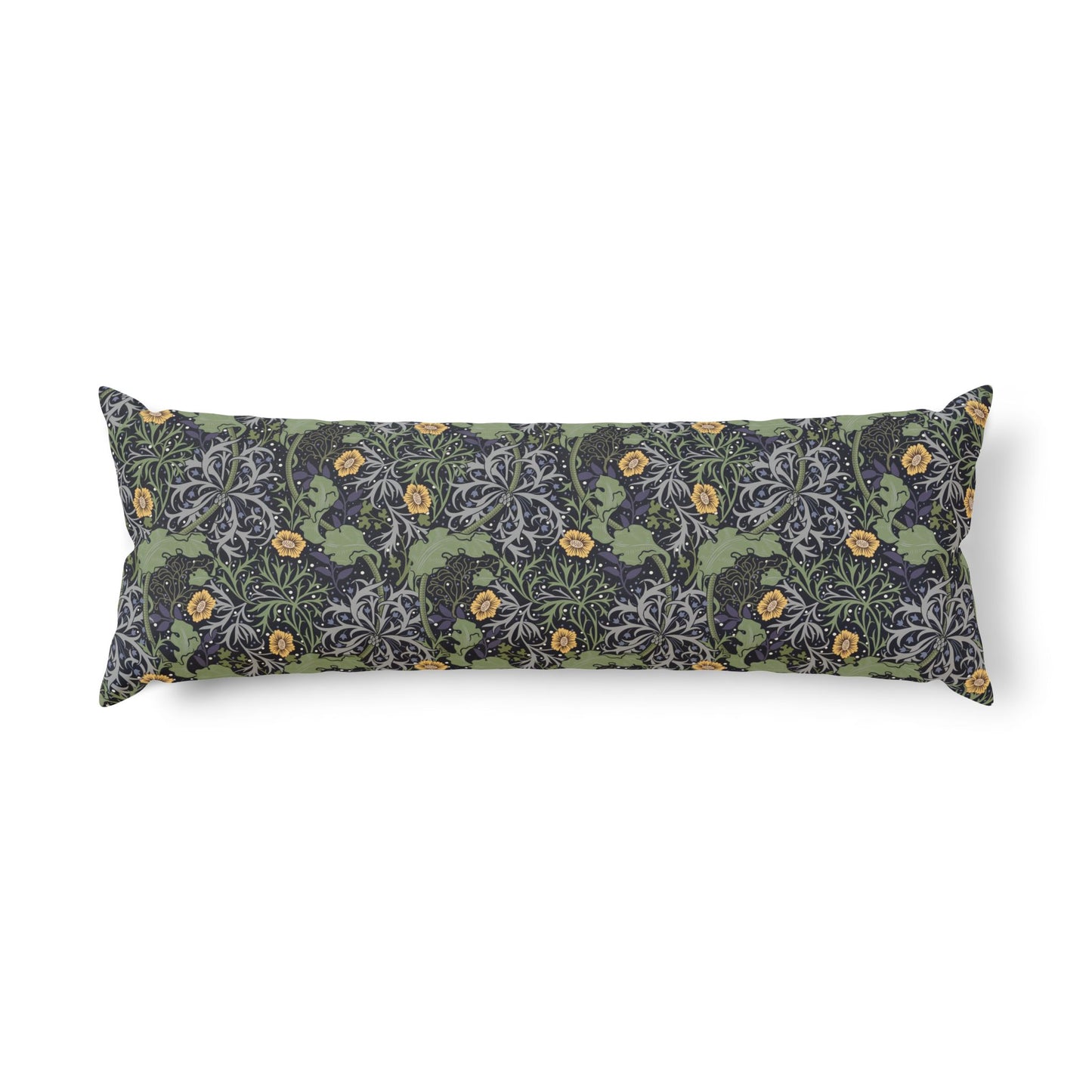 Floral patterned body pillow on a white background