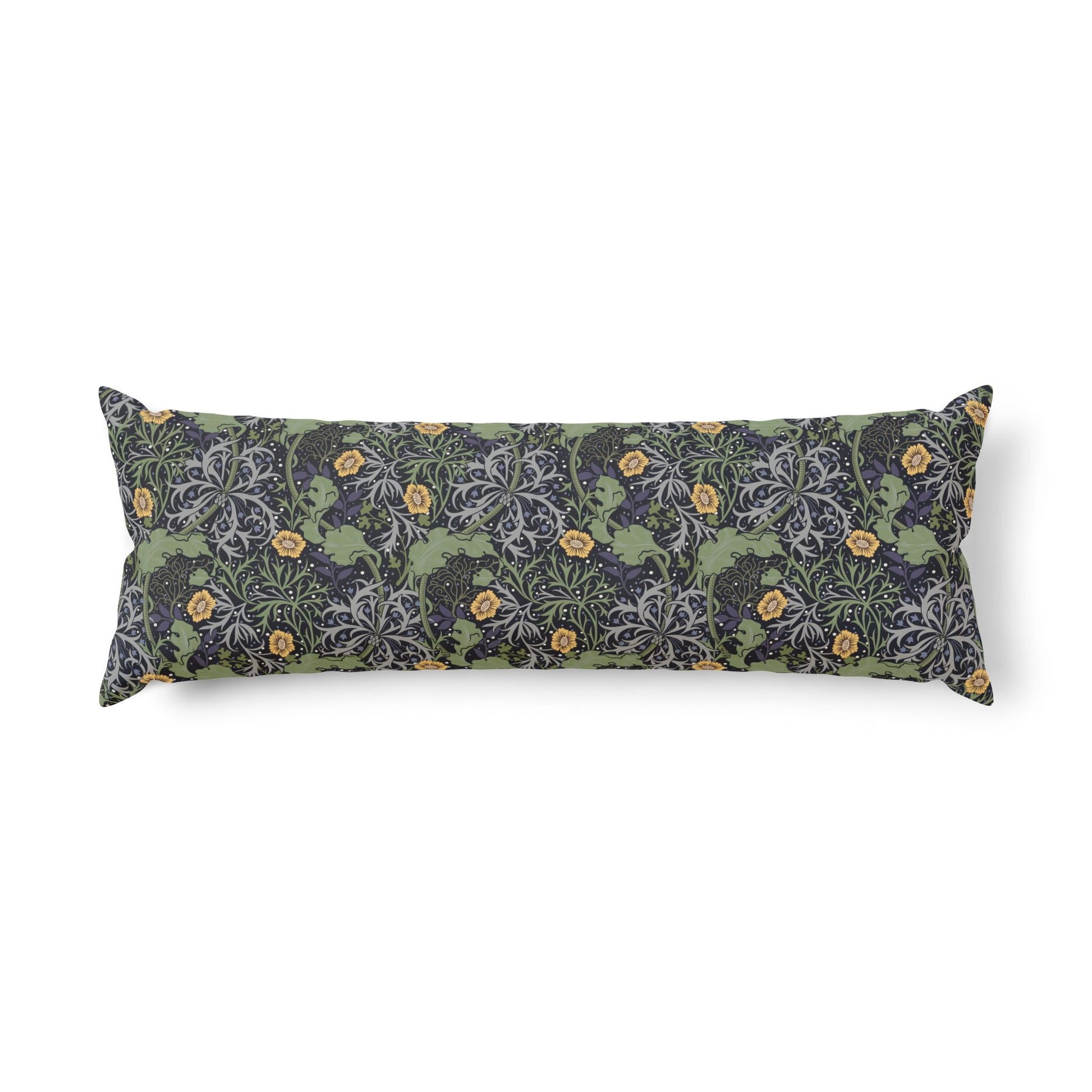 Floral patterned body pillow on a white background