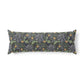 Long rectangular pillow with circular patterns on a white background