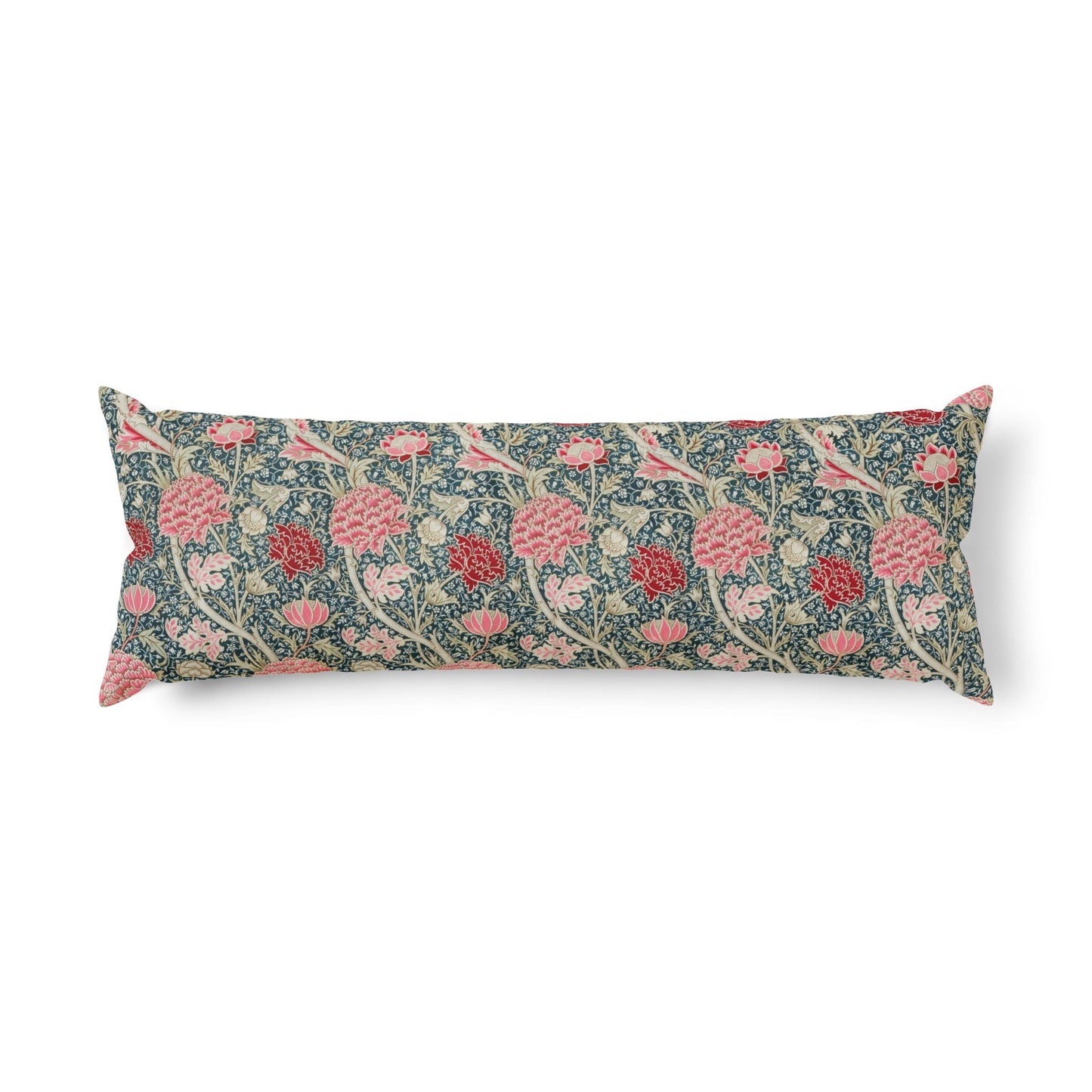 Floral patterned body pillow on a white background
