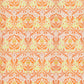 Patterned wallpaper with orange and green design on a white background