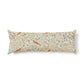 A rectangular lumbar pillow featuring a detailed botanical and bird pattern on an off-white background, shown against a plain white studio background.