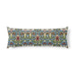 Long rectangular pillow with lavender pattern on a white background