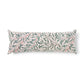 Long rectangular pillow with leaf pattern on a white background
