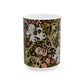 A ceramic mug with a floral pattern inspired by William Morris & Co - Golden Lily Collection in a midnight colour palette.